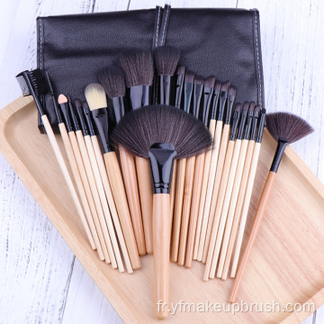 Brosse de maquillage de cheveux synthétiques personnalisée Set 24 pièces